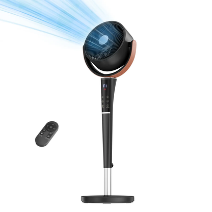 Bedroom Pedestal Fan, 20dB DC, 15 Speeds/5 Modes, 120° Osc., 12H Timer, LED, Remote, 1050CFM